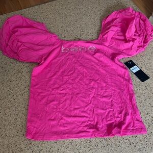 Bebe Fuchsia Puff Sleeve Blouse